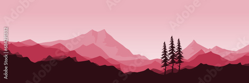 mountain sunset landscape vector illustration design for wallpaper design, design template, background template, and tourism design template