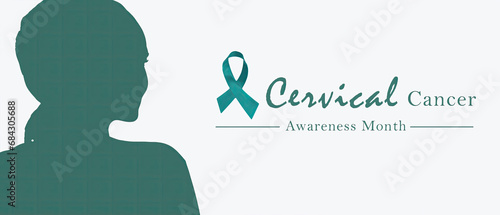Silhouette a women head for Cervical cancer awareness month banner