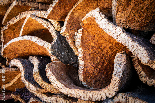 Stack of cork oak barks, Portugal