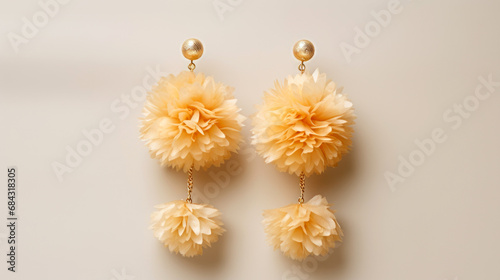 gold mini pompon earrings