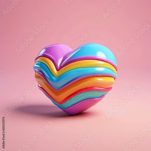 Soft and Squishy Colored Layers Heart Shape 3D Character Soft Pop