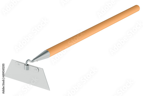 Hoe, garden hoe. 3D rendering isolated on transparent background