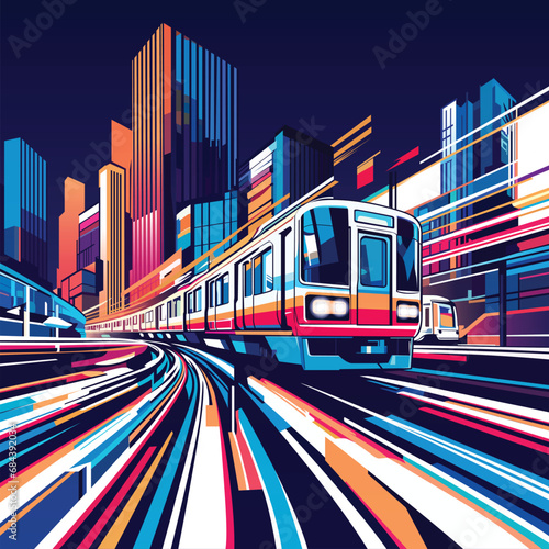 abstract cityscape train railway effect. vector illustration