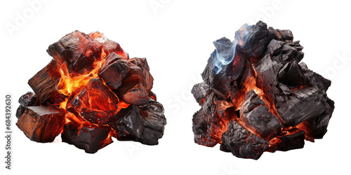 two Burning Embers on transparent background