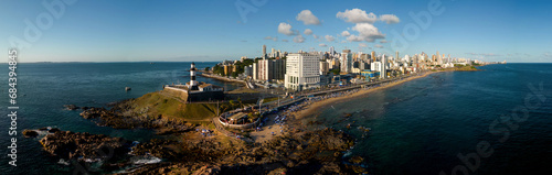 Vista Aérea do Farol da Barra no município de Salvador, Bahia, Brasil