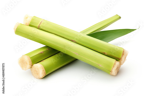 fresh green sugarcane isolated on white background