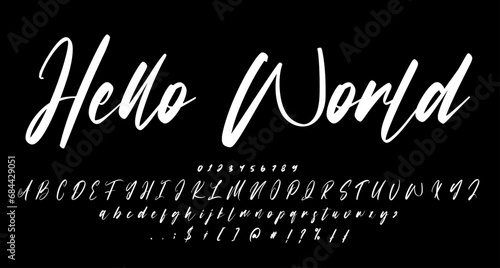 hello world handwritten script sign font script vector lettering. typography. Motivational quote. Calligraphy postcard poster graphic design lettering element