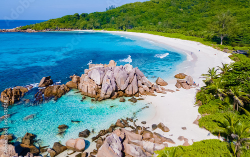 Anse Cocos La Digue Seychelles, a tropical beach during vacation