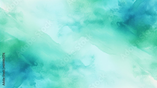 Hand drawn turquoise blue green watercolor gradient abstract bac