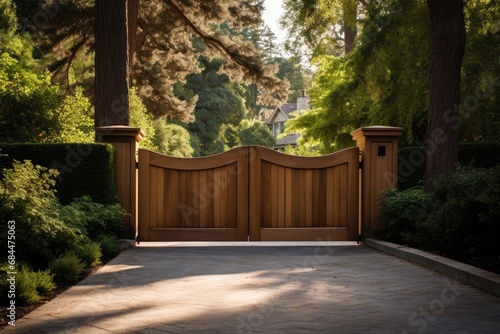 Wooden gate and driveway of private home