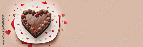 Heart-shaped chocolate cake for Valentine's Day.
