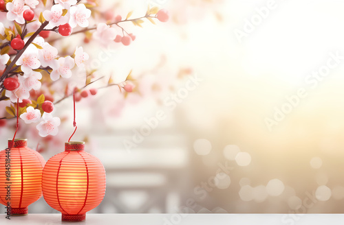 spring background flowering white sakura cherry flowers tree and abstract bokeh Złota bombka na gałęzi choinki, święta, święta bożego narodzenia 