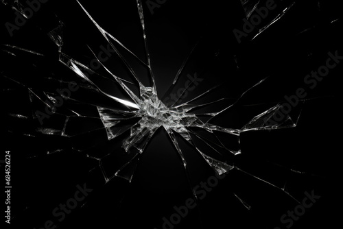 Image Of Glass Cracks With Small Illumination On A Black Background Created Using Artificial Intelligence