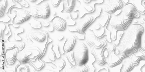 Topographic map in contour line Geography relief. Abstract lines background paper texture Imitation of a geographical map shades beautiful white color palette colors, waves and layers