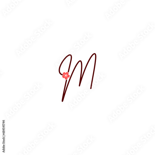 Letter M flower logo isolated on white background