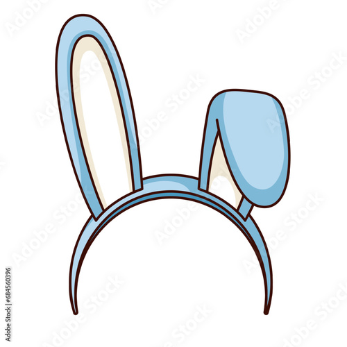 Bunny ears headband vector illustration. Cartoon isolated retro Xmas sticker and photo booth props, cute winter rabbit accessory for head, headband decoration for Christmas masquerade costume