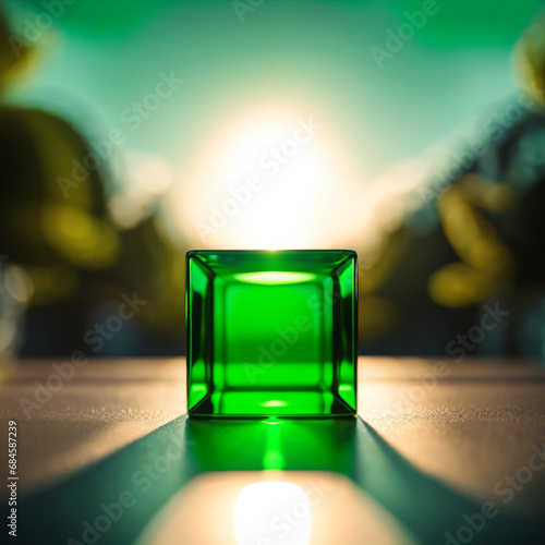 green, emerald cube