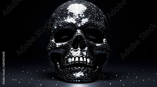 luxury black shiny diamond sparkling skull