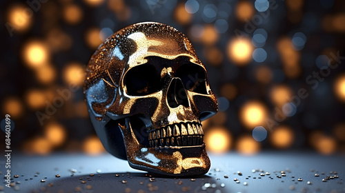 luxury black shiny diamond sparkling skull