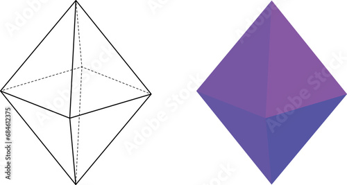 regular octahedron shape set vector