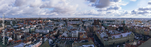 Wroclaw panoramic skyline from St Elizabeth church tower in Wroclaw, Poland. Best viewpoint in Wroclaw.