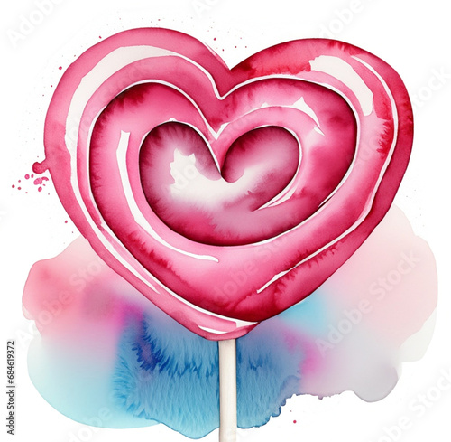 Różowy lizak walentynkowy w kształcie serca