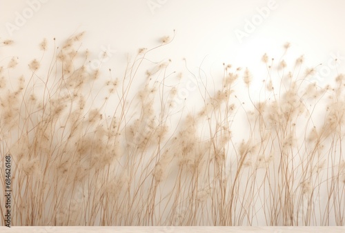 dried grass vlaming from a white wall