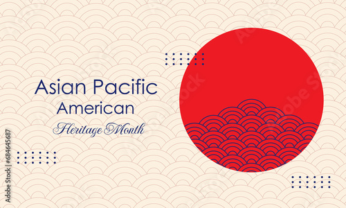 May Asian American and Pacific Islander Heritage Month. Illustration with text, Chinese pattern. Asia Pacific American Heritage Month, Vector