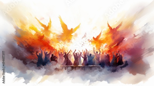 Pentecost Festival Commemorate the Lord May 19 Watercolor style Generative AI