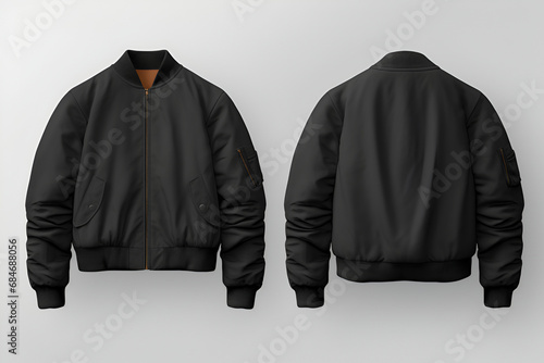  Fashion black bomber jacket mockup. Space for design, print and showcasing. Generate Ai.