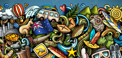 Cartoon vector doodle Australian background