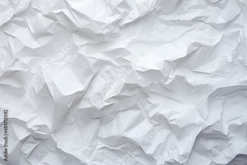 Crumpled white paper abstract shape background