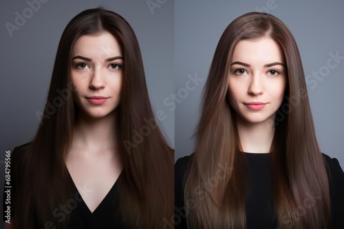 Young Smiling Woman Showing Dramatic Hair Transformation