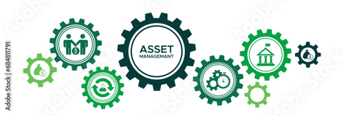 Asset management banner web icon vector illustration concept with icon of asset life cycle system responsible and governance