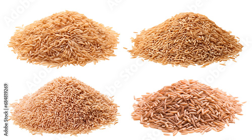 Set of brown rice piles, cut out