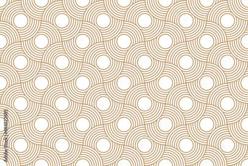 Luxury geometric seamless art deco pattern gold with circle line on white background. vector illustration