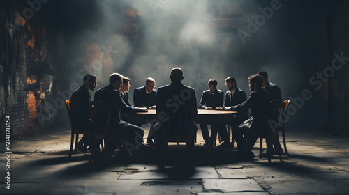 People sitting around a round table with one being a leader