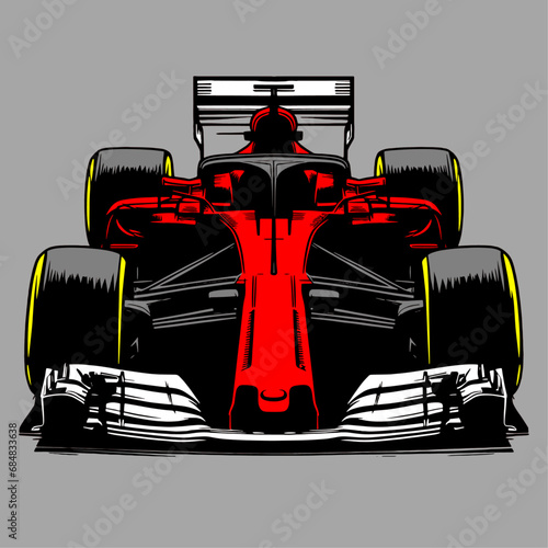 Formula 1 motorsport racing red car vector illustration front view