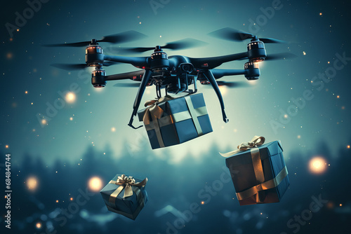Drone distributing Christmas gifts