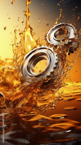 Motor oil in the mechanism of a car engine: care for durability and efficiency. car engine with lubricant oil on repairing. Concept of lubricate motor oil