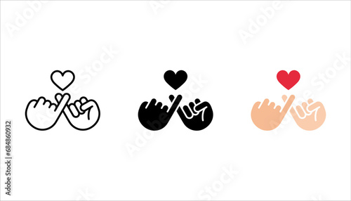 Pinky swear, or pinky promise thin line icon set, vector illustration on white background