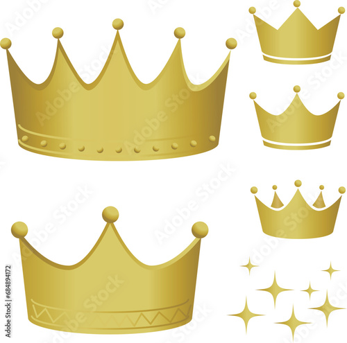 いろいろな種類の王冠イラストセット