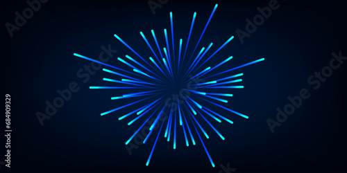 Abstract laser firework explosion concept in blue background.