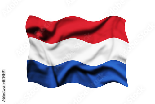 Waving the flag of NETHERLANDS on a transparent background. 3d rendering. Clipping Path Included