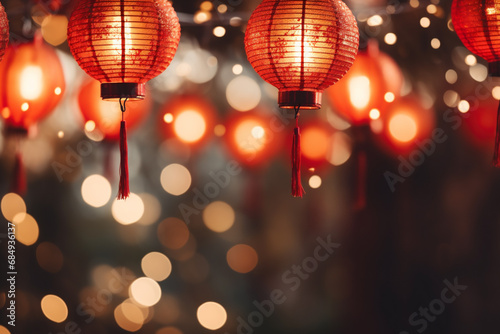 Lanterns hanging on the tree in Chinese New Year festival