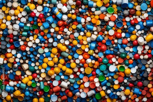 recycled crushed plastic granules turned into new reused material plastic crossover recycled plastic with mixed colors