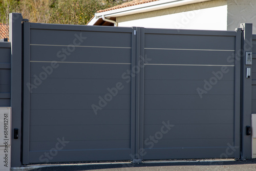 grey aluminum modern double door high gate home gray modern portal of suburb city house