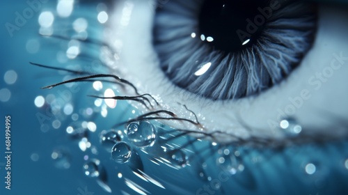 A close-up shot of a glistening drop of eyelash glue on a clear surface, capturing its texture and shine in full ultra HD