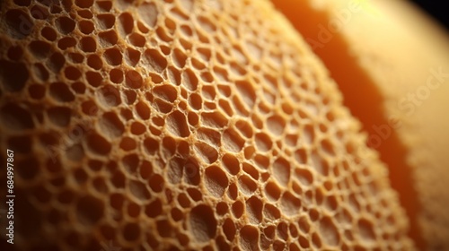 A macro shot of a makeup sponge, showcasing its intricate texture and absorbent pores in extreme detail.