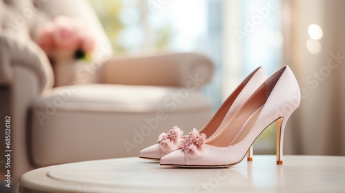 Pink High Heels on White Table